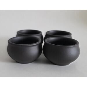 Black Clay Teacups Set of 4 Small Asian Tea Cups